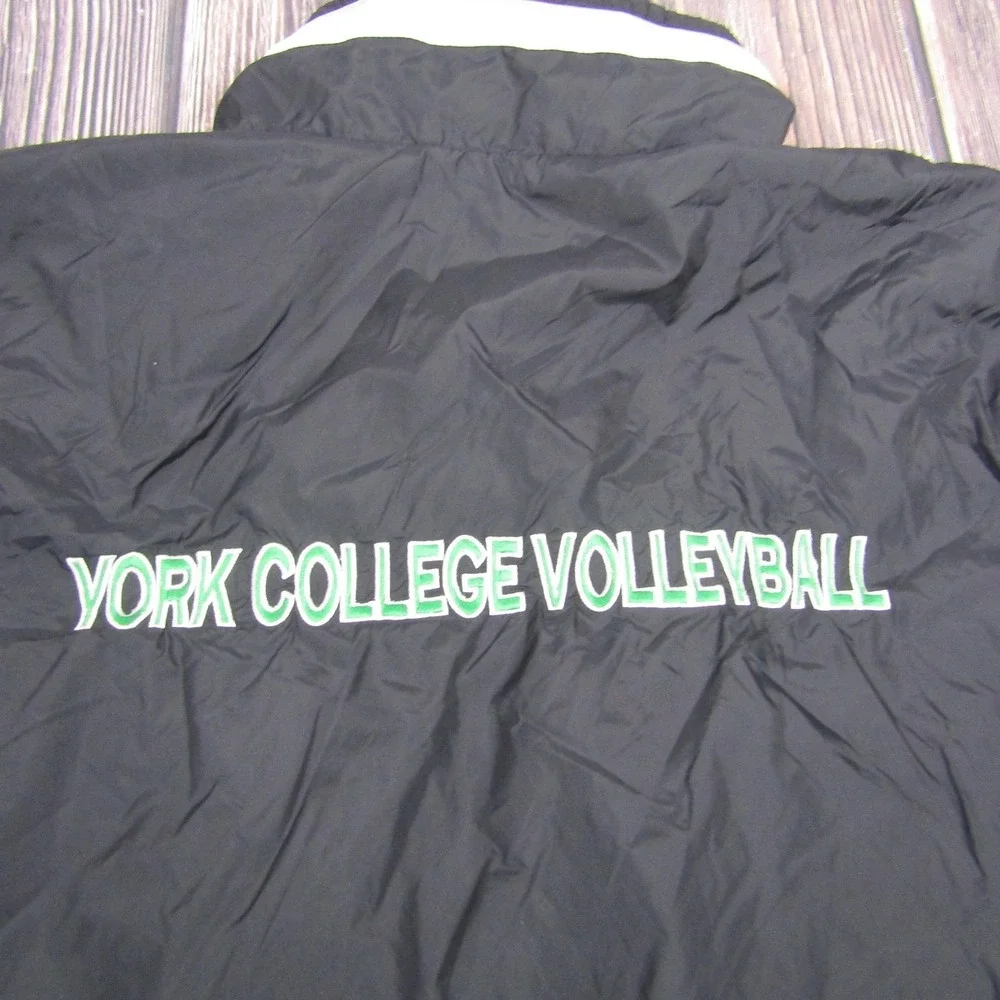 Adidas Jacket Mens‎ Large Black Quarter Zip Windbreaker York College Volleyball
